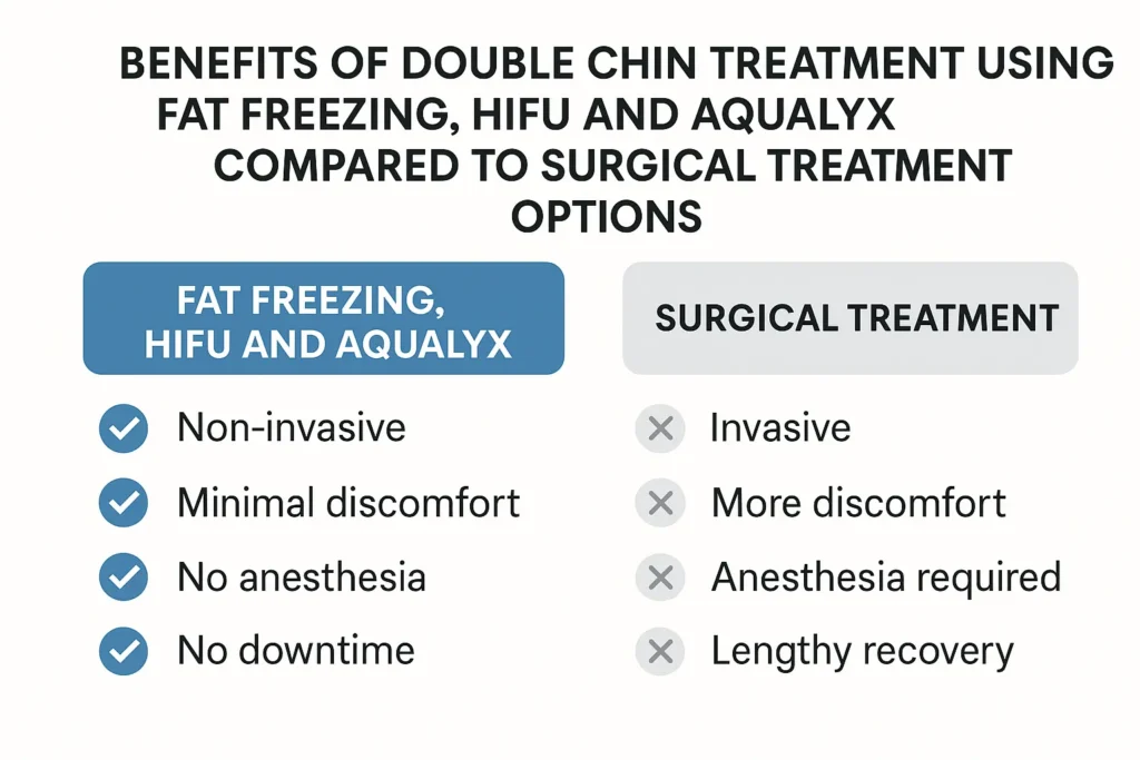 Graphic about the benefits of double chin treatment Wakefield - from LA LIPO