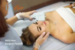 Woman having Hi-Fu to reduce wrinkles Wakefield.