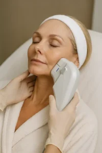 Woman receiving HIFU non surgical facelift treatment Wakefield