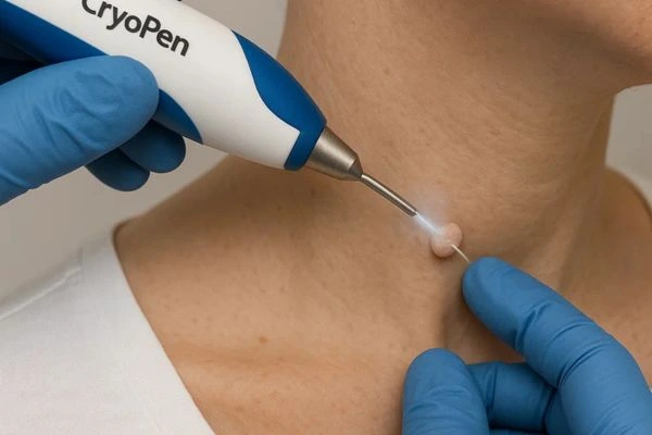 Person receiving Cryotherapy skin tag removal Wakefield