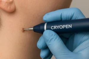 Person receiving skin tag removal Wakefield